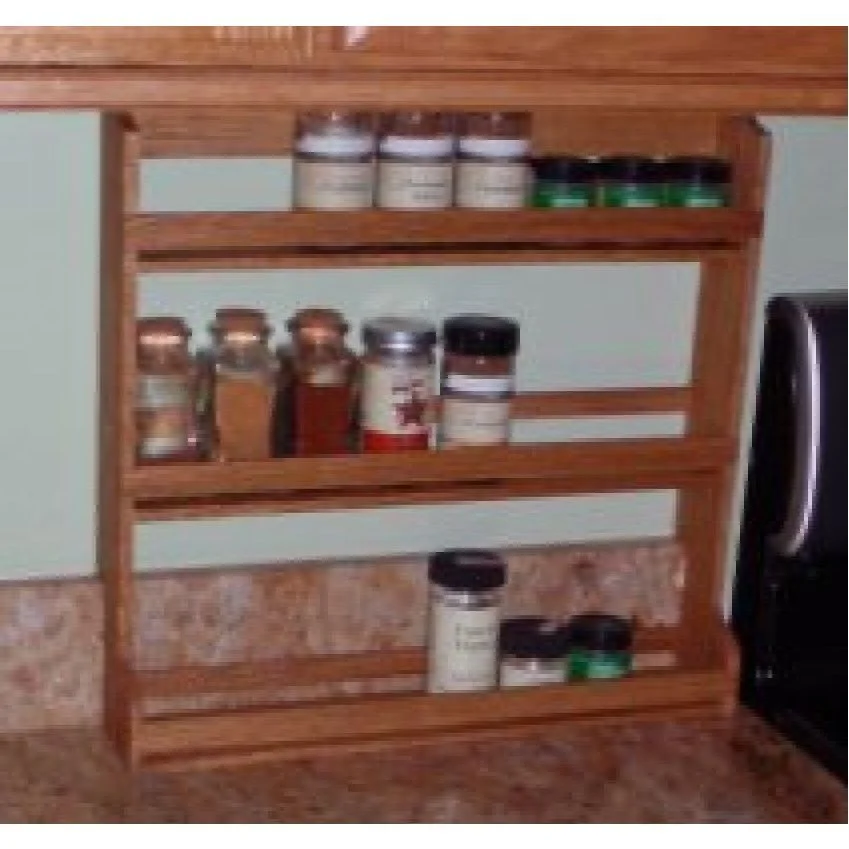 For the counter; Spice Rack Plan; Counter top rack handcrafted by Dave the spice rack maker. Counter-top rack is crafted to fit your kitchen counter tops back-splash's profile. A custom spice rack split into several different compartments will allow you to organize your spices by type or whatever custom configuration you choose. Just provide us with your preferred measurements, the type of wood you want for your custom made counter top rack. Let us know if you need a kitchen countertop display rack or a hanging wood rack, and voila! Your custom spice rack will be ready ror shipping in 3-4 weeks. Free shipping in the United States. Dave will work with you! Start designing your custom made kitchen rack you always dreamed. Contact Dave the spice rack maker today. You are just a click away davesspiceracks.com.