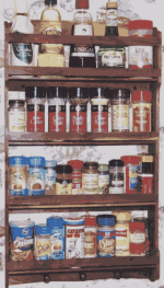 Custom made Walnut wood spice rack in Dave's Classical spice Rack Design. 4 Tier Walnut Wood Spice Rack.