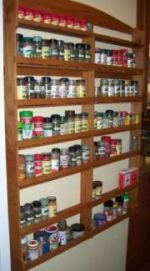 Large Custom Made Alder Wood Spice Rack. Anti rattle off wood shelf edge design.